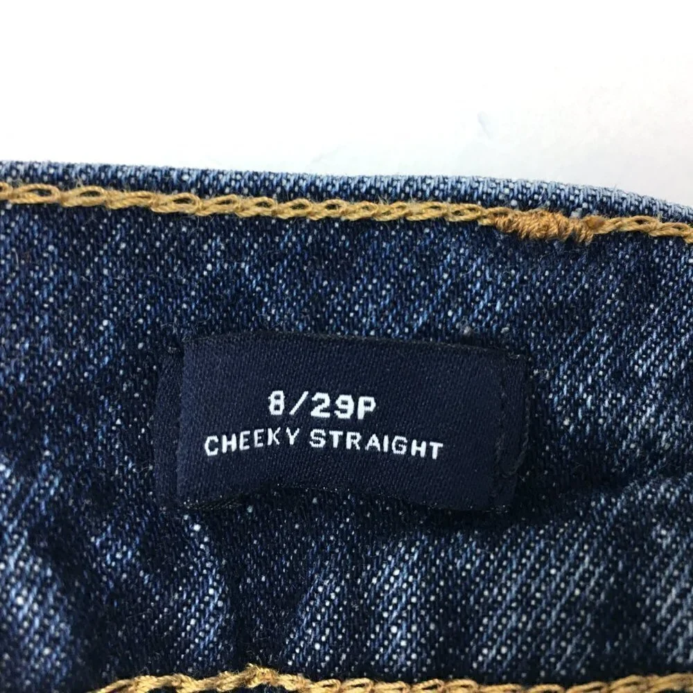 Gap Women's Jeans Cheeky Straight Crop Distressed Button Fly 8 petite inseam 23